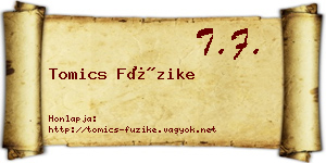 Tomics Füzike névjegykártya